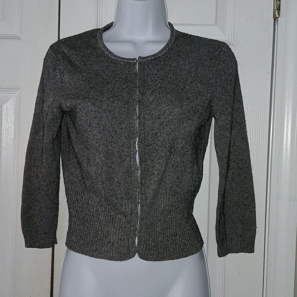 The Limited Silk Cashmere gray cardigan   3/4 length sleeve  Sz M EUC